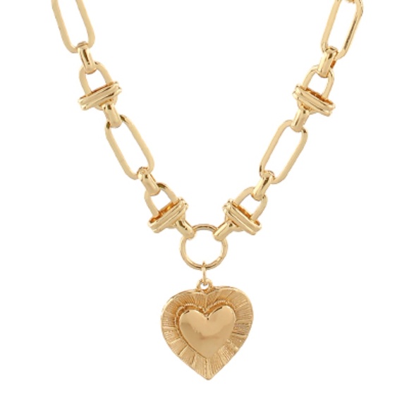 Textured Heart Pendant Toggle Necklace - Picture 2 of 4